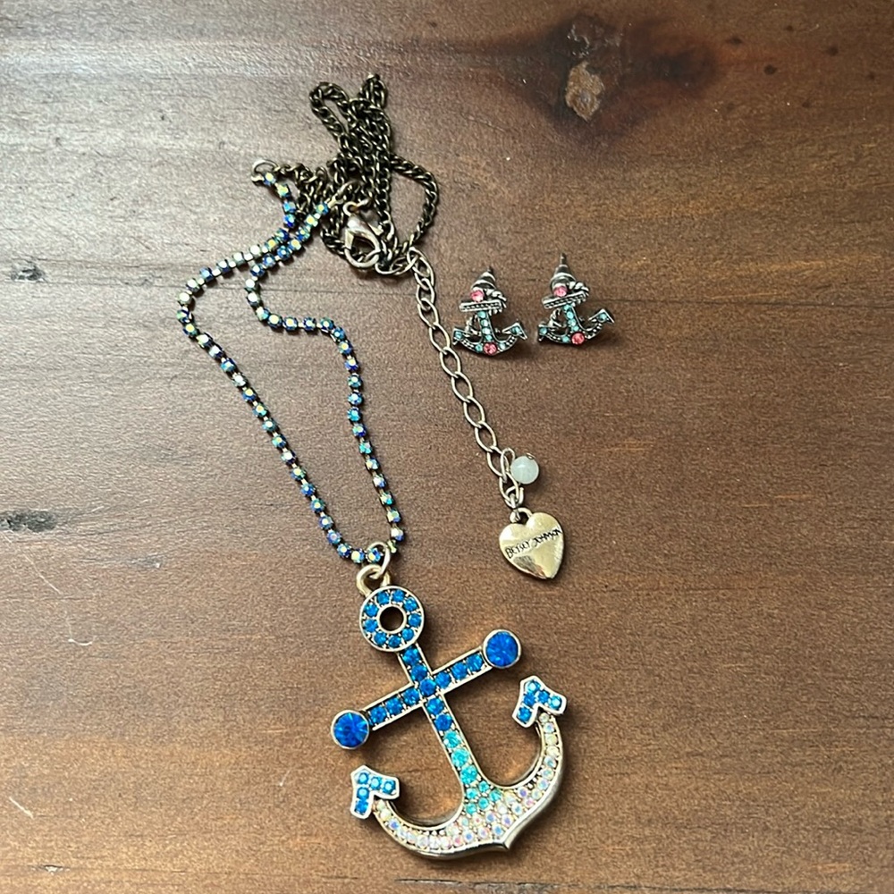 Betsey Johnson Anchor Necklace and Earrings
